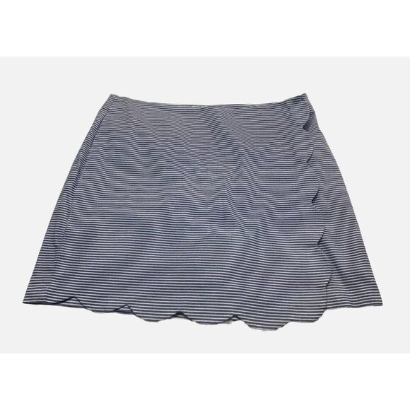 Talbots Womens Scalloped Wrap Skort Skirt Blue & White Stripe July 4th Size 12 - Picture 4 of 9